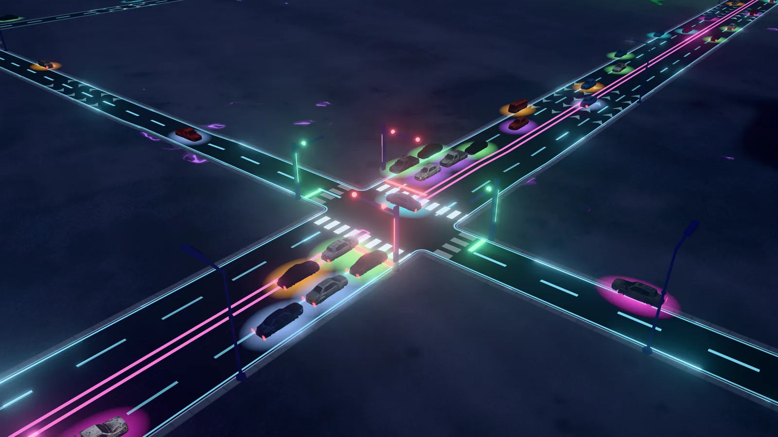 Junction with traffic lights and a backup